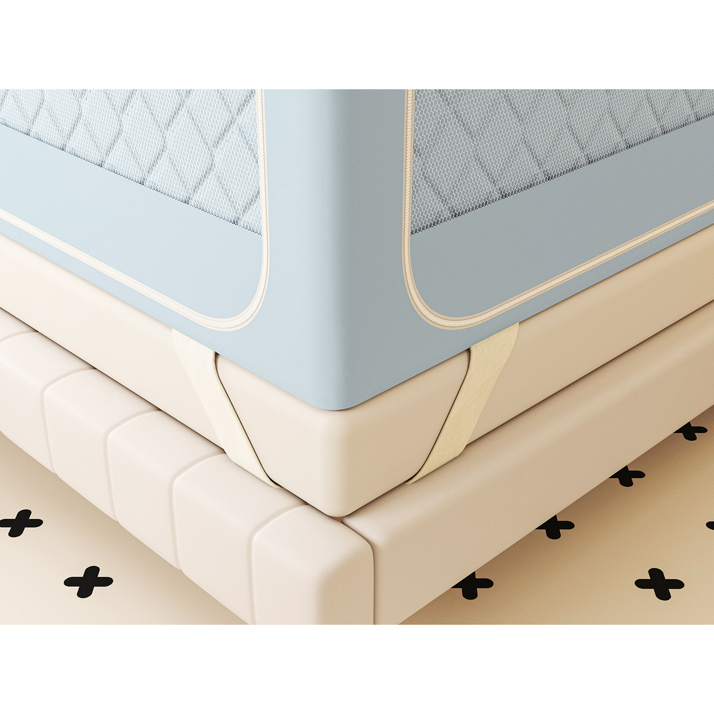 2025新款冬季保暖纯色夹棉遮光帘坐床蚊帐A类全底防摔防风1.8纹帐,淘宝优惠券,粉丝福利购,淘宝优惠卷