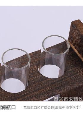 复古原木木艺水培创意桌面居家透明玻璃摆台装饰绿萝植物容器