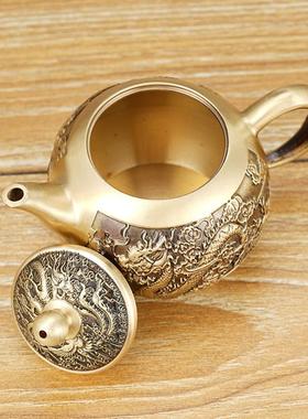 黄铜把把壶酒壶茶壶把玩手把壶家居办公室桌工艺摆件婚庆入宅送礼