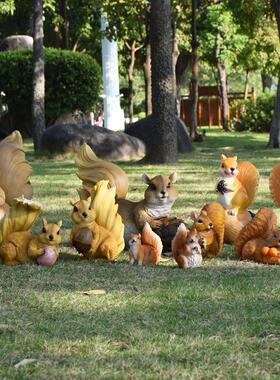 树脂仿真松鼠摆件别墅花园庭院装饰户外动物挂饰园林景观雕塑小品