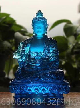 新款纯手工中式琉璃师佛桌面药摆件 礼盒装c8-30cm多m尺寸可选