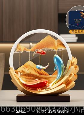 新款风生水流沙画 起摆件画轻奢高档厅电客视酒柜装饰退伍军人纪