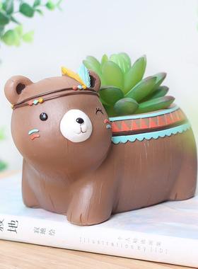 悠然见民族派对树脂创意多肉绿色植物家居房间桌面装饰盆栽小花盆