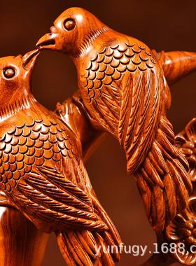 花梨实木喜上眉梢摆件木雕花鸟摆件客厅办公红木礼品首选寓意美好
