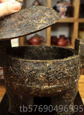 新款中式普洱工艺茶鼎摆装件意雕办创公室桌面酒柜饰品商茶务开业