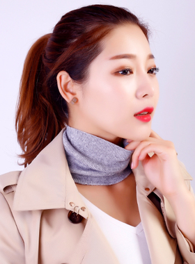 围脖保暖女护脖子羊绒毛线针织脖套百搭套头圈假领子宝蓝色纯白色