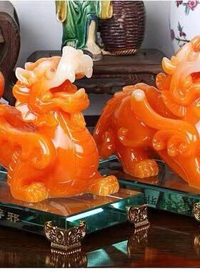 高档中式柜装貔摆件家居客厅工FOQ艺品轻奢玄关酒水貅晶发财树饰