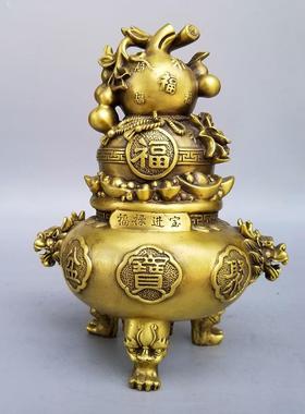 铜葫芦福禄进宝聚福盆摆件八32452354方来财百葫足芦龙头三聚宝宝