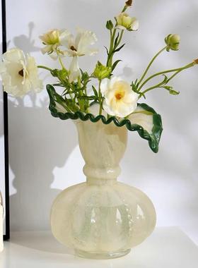 中GSX古芬风南瓜顿手工法琉培璃花瓶式复古鲜花器桌面摆件玻璃水