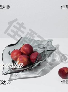 玻璃饰摆设件酒店波浪轻奢客厅茶所意式创意几装品摆水果盘会AL10