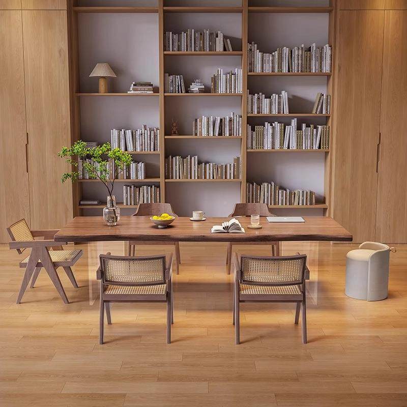 中新式实木QMZ大板桌浮亚克力桌脚现茶代简约台茶桌餐桌清悬新办,淘宝优惠券,粉丝福利购,淘宝优惠卷