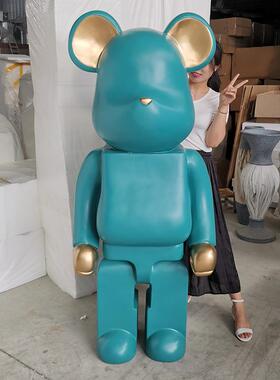 通165cm熊特大落地摆件大玻璃号钢网01514红卡场商游乐园潮玩公仔