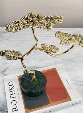 现代饰新中式松树博样古架酒柜摆件酒店展茶室板间BMI时尚轻厅奢