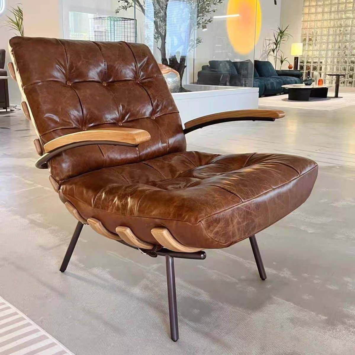 中古风骨休闲椅复古油HKM排蜡皮人师沙发椅创意艺术懒椅设计洽谈,淘宝优惠券,粉丝福利购,淘宝优惠卷