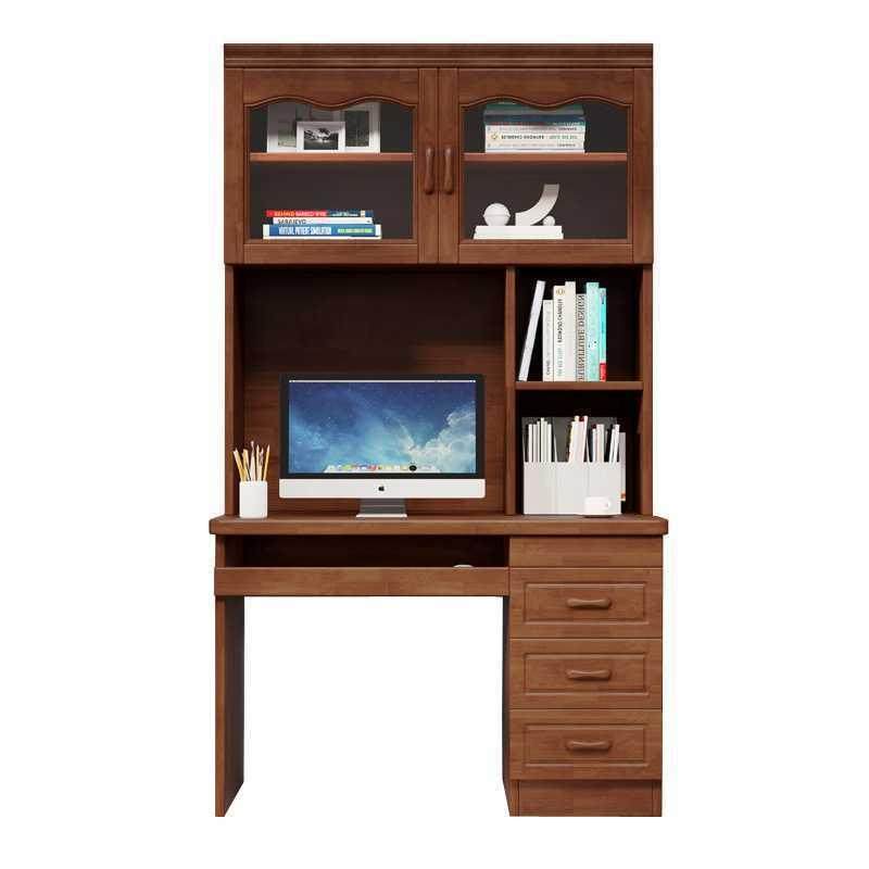 实木书桌小孩房电脑桌带书柜连体组合现代简约书架橡胶木直角书桌,淘宝优惠券,粉丝福利购,淘宝优惠卷