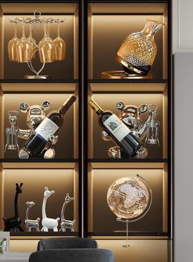 红酒饰BMRetSb7摆件轻架奢柜家居客厅餐边柜玻璃柜酒装品感