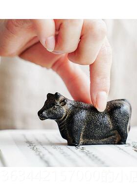 高档孺子牛 日南本进口部铁纸器生肖牛桌面镇摆件年书房铸铁文镇