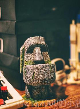 高档个创收意 送朋友新奇礼物立体一复古艺工纳摆件 复活岛石人像