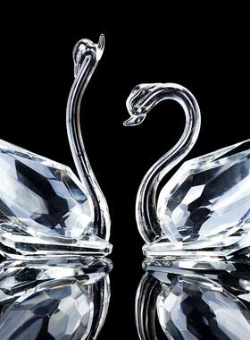 天台悦先水晶天鹅创意客窗厅玄关摆电视件柜酒ltao5667柜橱居装饰