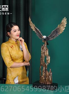 高档佐森展乔宏图黄铜鹰摆件大办公室装饰大鹏展翅玄关业摆设迁开