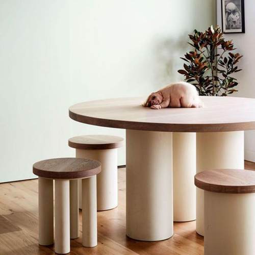 椭圆形实木小型会议桌北欧长条桌工作台简约现代原木办公桌长桌 - 图1