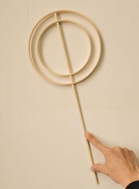 竹子新娘扇子骨架框架双环diy自制配件团扇长柄手工