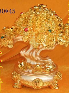 金色摇钱树 发财树工艺品摆件 办公开业乔迁吧台酒柜家居装饰礼品