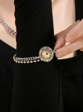 双层叠戴金属冷淡风小草帽手链ins时尚气质设计感个性女生手饰品