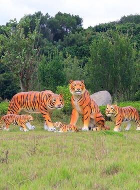 户外老景虎狮子豹雕子5852塑玻璃钢仿型真动物花园林造落地庭院模