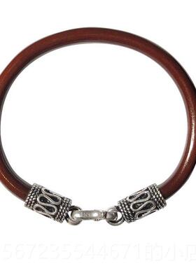 高档手正品鸡血藤平镯女款情侣纯银铃铛吉祥藤木质配饰安锁扣男镯