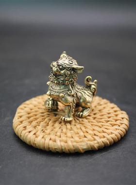 黄铜狮子滚绣球看门狮子一对狮子摆件办公室书房桌面摆饰摆件