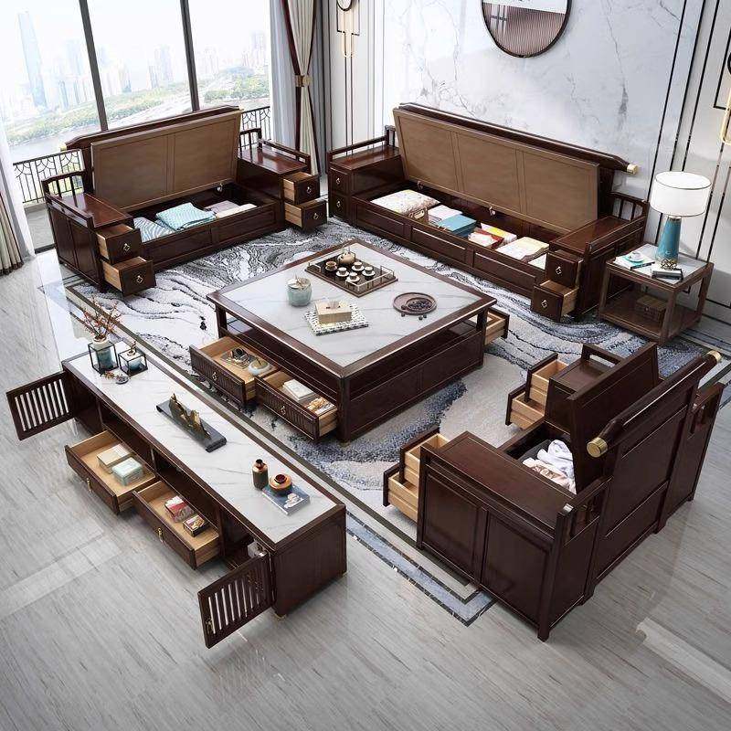 新中式实木沙发组简约现代JYC家厅冬夏合两用储物沙发橡胶客木材,淘宝优惠券,粉丝福利购,淘宝优惠卷