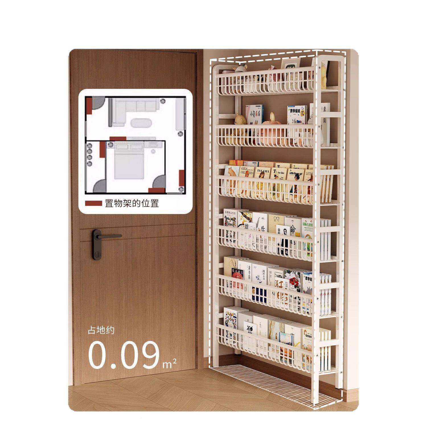 墙用书架门后超薄PSQ铁艺洞洞板置物架落地收纳家架出租靠储物屋,淘宝优惠券,粉丝福利购,淘宝优惠卷