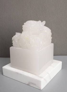 超杰厂价直销大理石白玉盘龙印章龙头玉玺摆件工艺品书房饰品