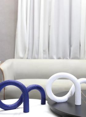 欧式轻奢几树何绳脂结线条拱门艺厅术摆件客卧室电视柜家居装1820