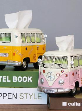 美式复古冲士浪滑板巴纸艺巾盒创可意汽车爱纸巾抽纸盒068铁模型