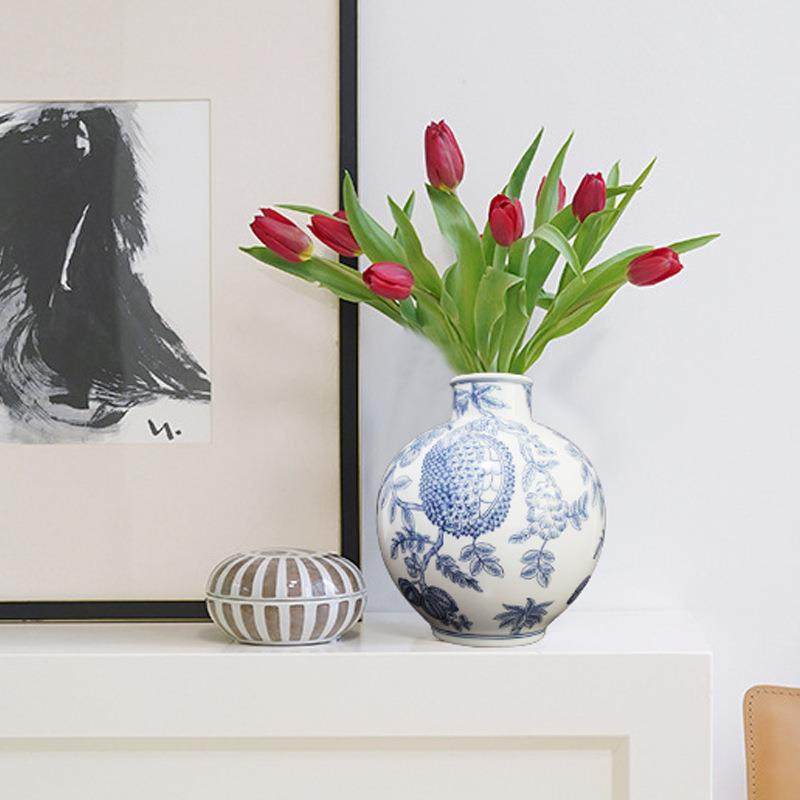 陶瓷大肚花瓶插花器新中式陶瓷艺术摆件花艺民宿软装,淘宝优惠券,粉丝福利购,淘宝优惠卷