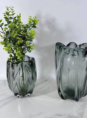 现代绿色桃璃花器售5740杨楼客厅琉茶几餐厅餐处桌装饰品摆件