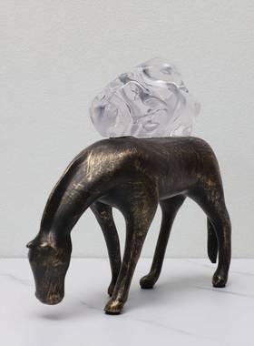 现代简约扫铜马驼货摆件样板酒房店居玄关厅0123客茶几酒柜家创意