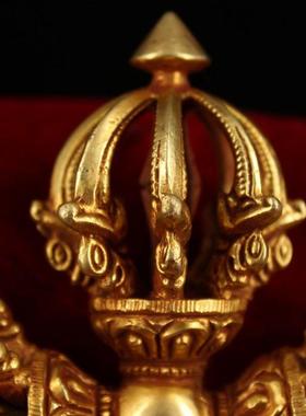 工艺品铜手工打造做旧鎏金十字多杰降器摆饰