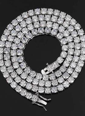 欧美跨境爆款嘻哈锆石网球项链饰品配饰女高级感首饰满钻男士项链