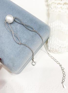 高档DIY配件 S925优纯银珍珠手錬空托托雅字形手串手镯半成品手工