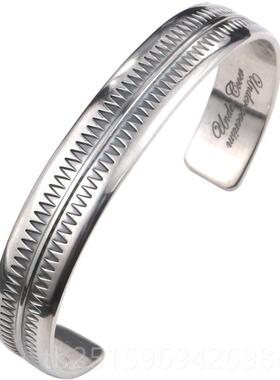 高档伊瓦岚 Underovr高桥盾锯齿c银手镯男士95纯e银DIZ2纹身图腾