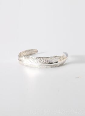 高档欧宇晟腾宇系列925银鹰羽手纯原炼创手工个性开化放式手炼可