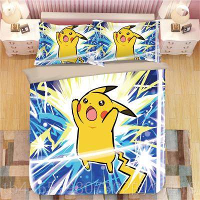 正品被罩皮丘床上四被件比卡丘被套宝可梦子床单三套件套学生4卡,淘宝优惠券,粉丝福利购,淘宝优惠卷