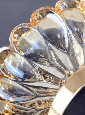 羽毛迷你玻璃水果盘新中式现代简约家居软装果盘装饰器皿摆件小物