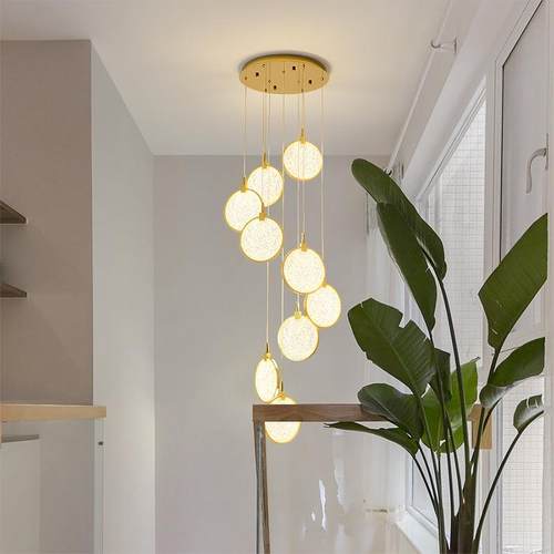 北欧复式楼别墅楼梯吊灯旋转公寓客厅楼梯间灯长吊现代简约客厅灯 - 图0