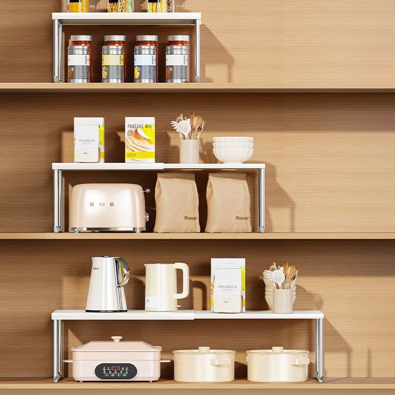 可伸缩置物架厨房隔层橱柜隔板调料架子锅具橱柜分层架柜子收纳架,淘宝优惠券,粉丝福利购,淘宝优惠卷