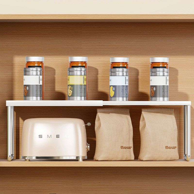 可伸缩置物架厨房隔层橱柜隔板调料架子锅具橱柜分层架柜子收纳架,淘宝优惠券,粉丝福利购,淘宝优惠卷