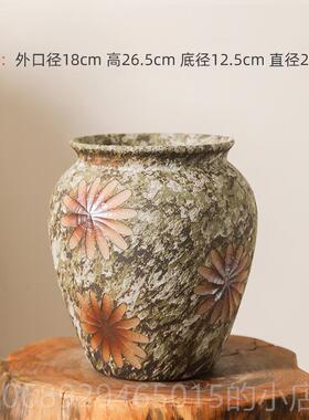 正品向日葵高花摆件瓶景德镇手工陶花盆油画 画美式级覆古禅意中
